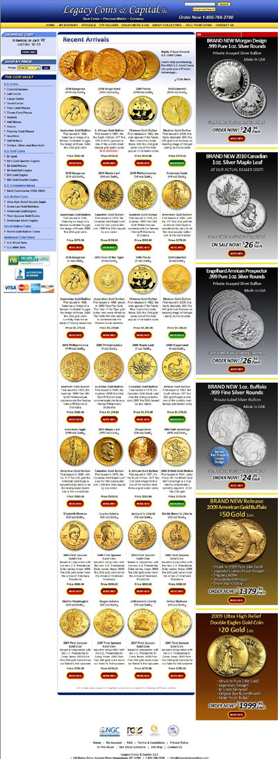 Legacy Coins & Capital, LLC (legacycoinsonline.com) Home Page